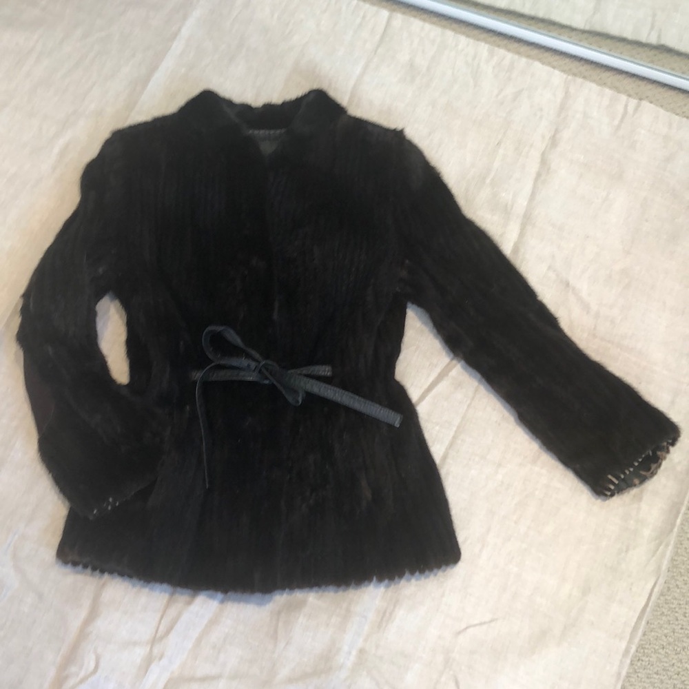 Mink jacket with tie waist